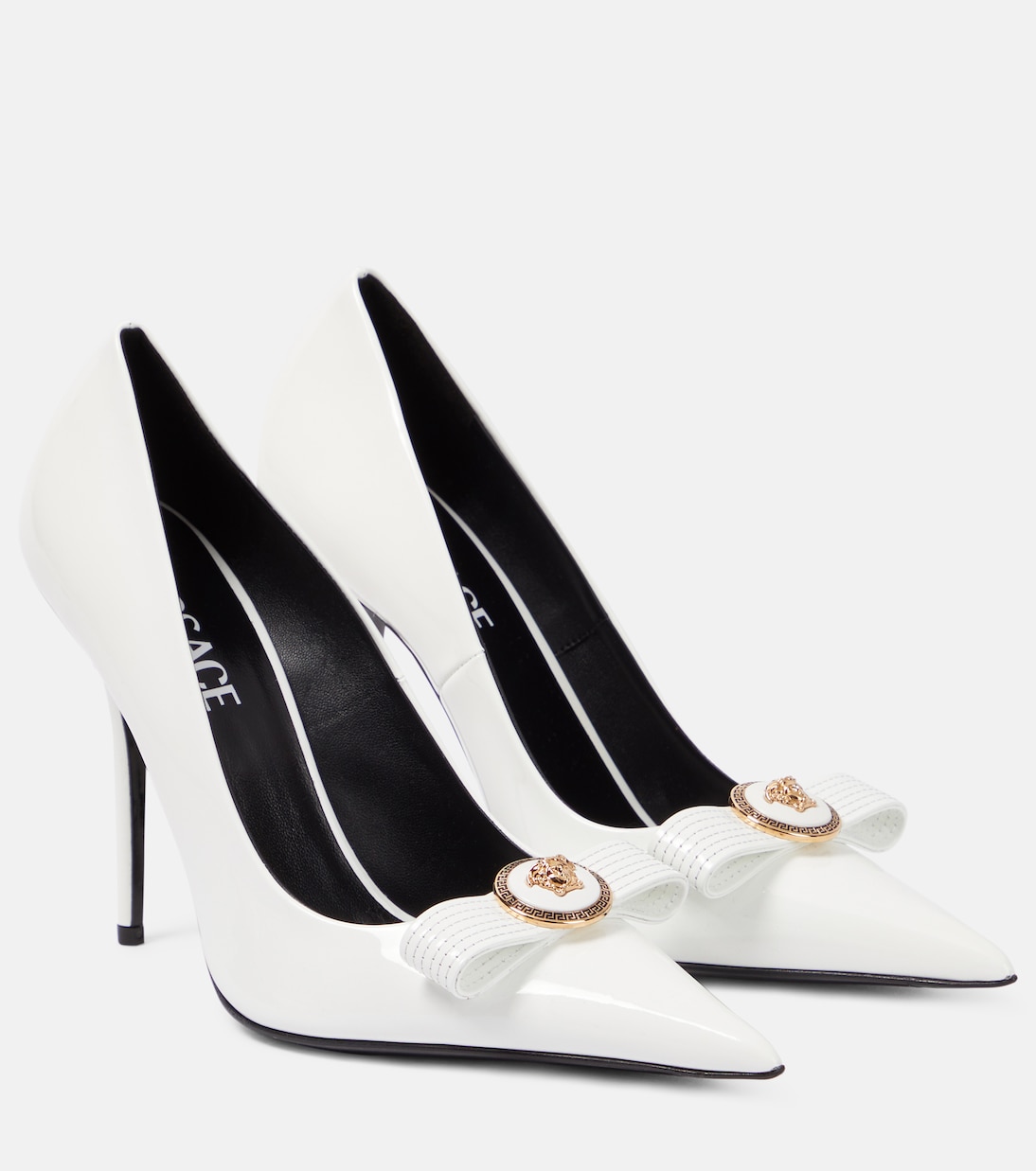 Кожаные туфли gianni с бантом Versace, белый