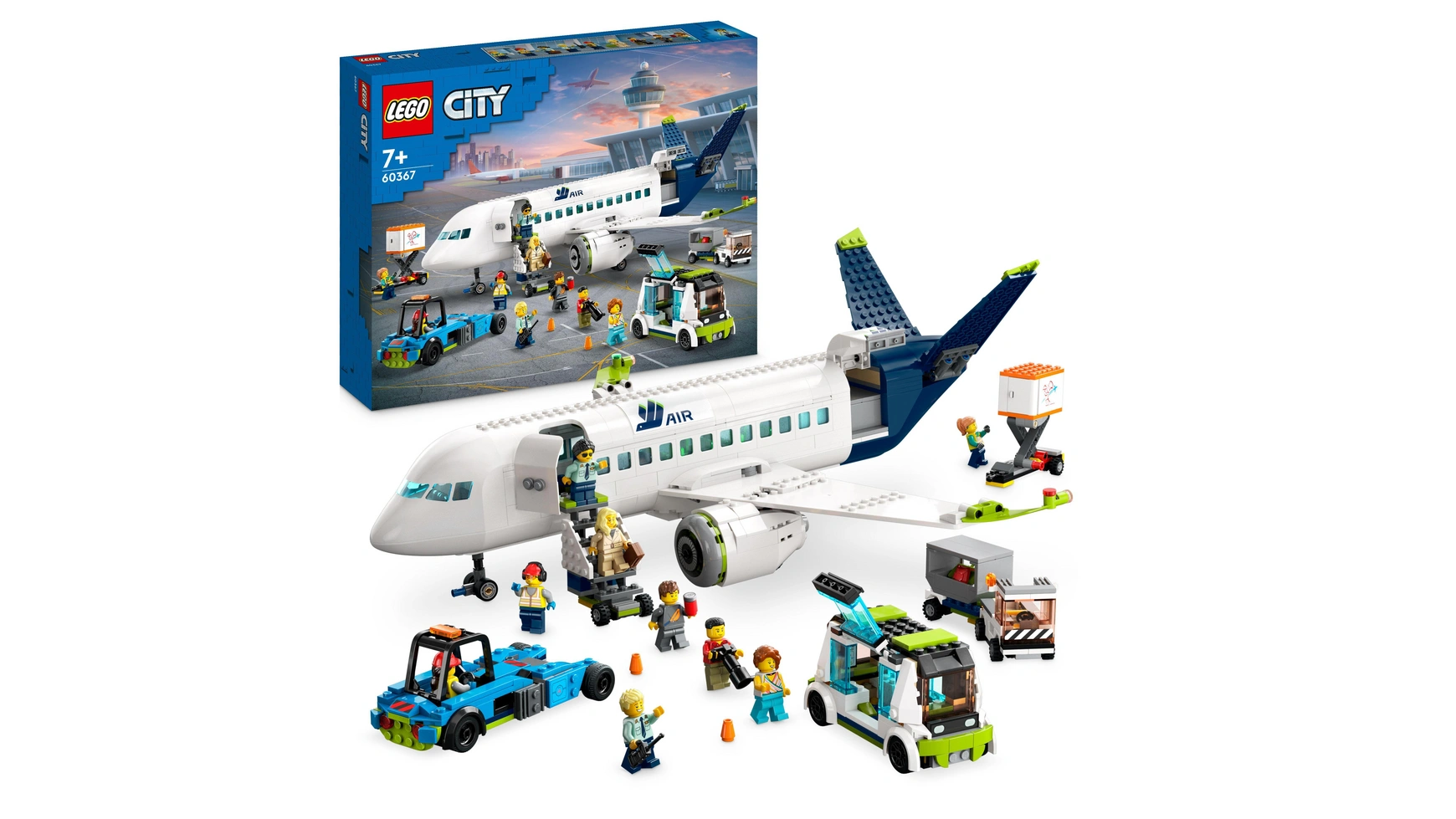 Lego City Набор пассажирских самолетов, большая модель самолета с транспортными средствами конструктор lego city 60197 пассажирский поезд