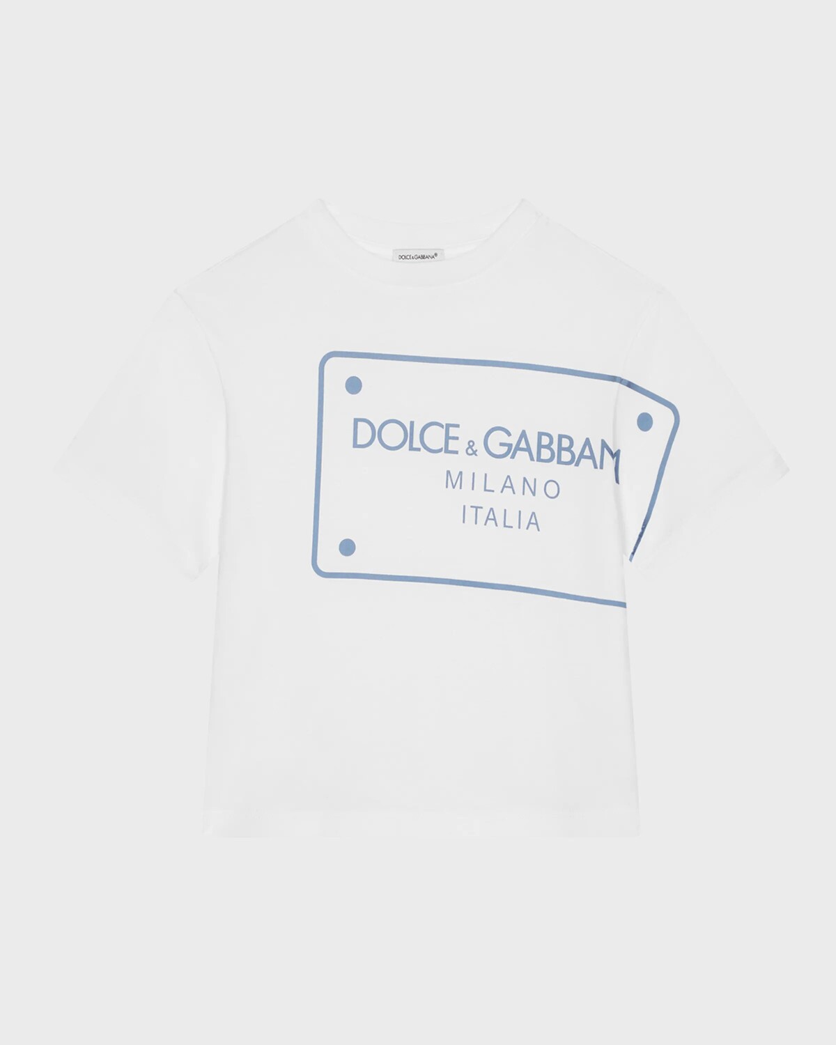 

Футболка с логотипом и металлическим рисунком для мальчиков, размер 8–14 Dolce&Gabbana, цвет Opticalwht
