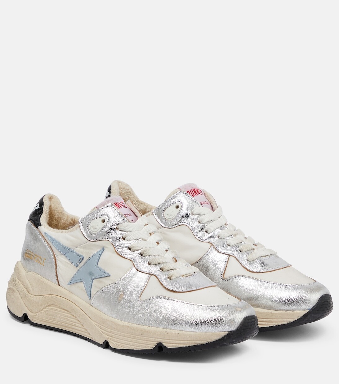 

Кроссовки Running Sole из металлизированной кожи Golden Goose, серебряный