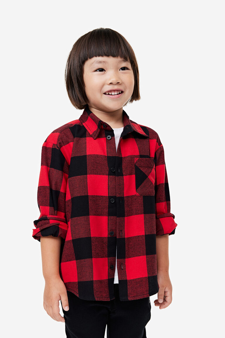 Рубашка из хлопковой фланели H&M, красный