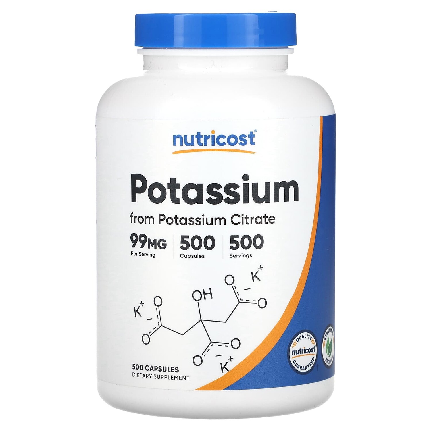 

Калий, 99 мг, 500 капсул, Nutricost