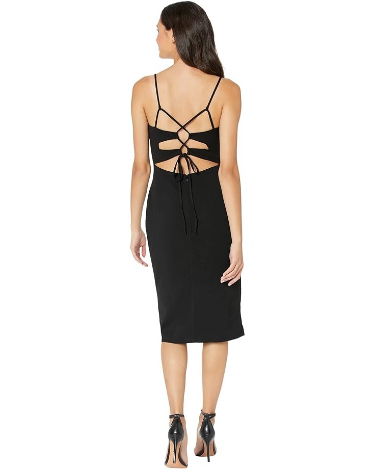 

Платье Bebe Scuba Crepe Tie Back Midi Dress, черный