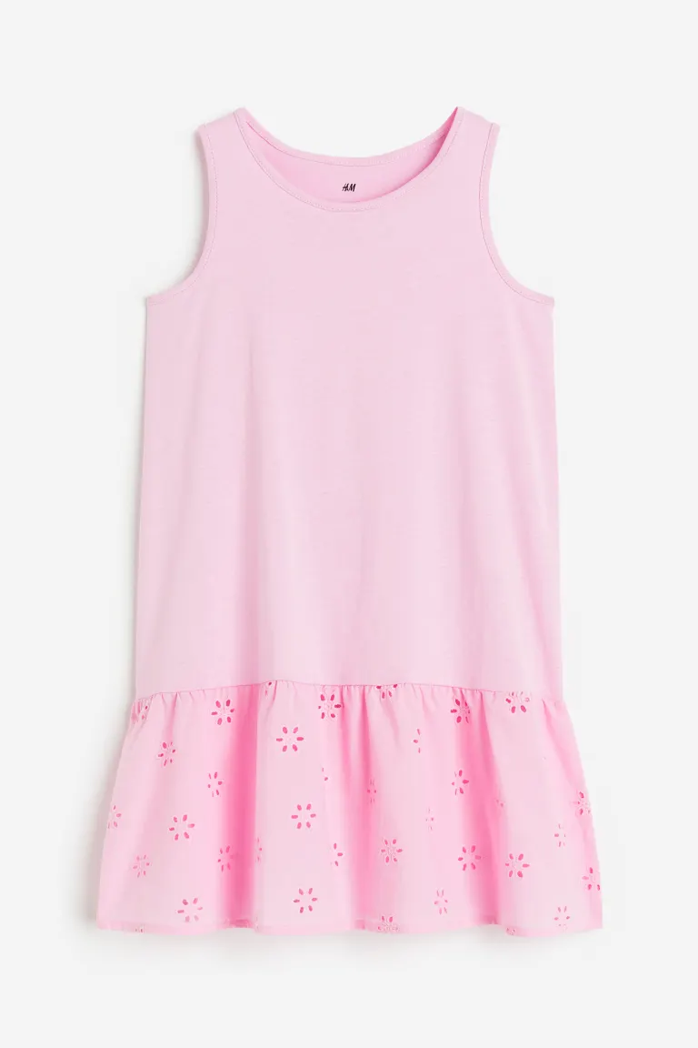 Хлопковое платье а-силуэта H&M, розовый