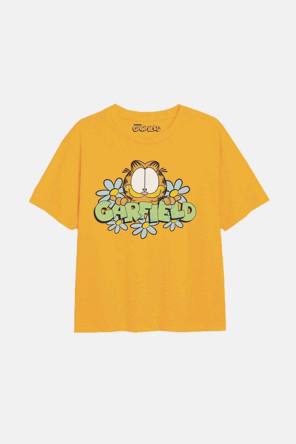 Футболка для девочек Flower Power Garfield, желтый гарфилд знаменитый кот книга по фильму