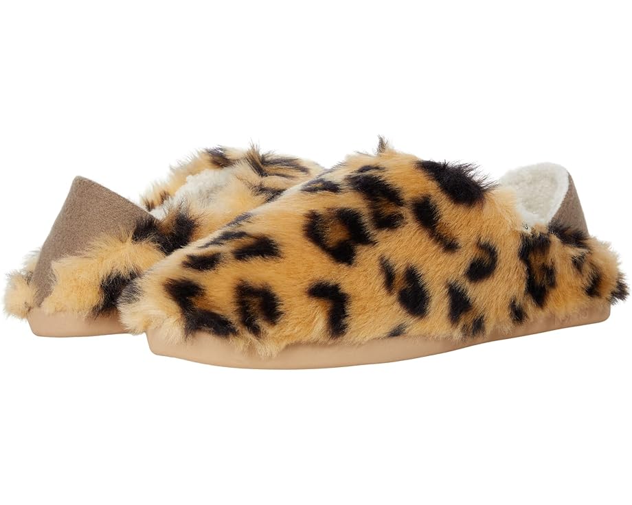  Домашняя обувь TOMS Ezra, цвет Dark Natural Cheetah Faux Fur/Pom Pom