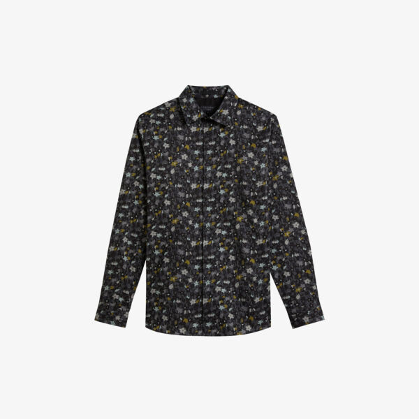

Рубашка из эластичного хлопка с рваным цветочным принтом Ted Baker, серый