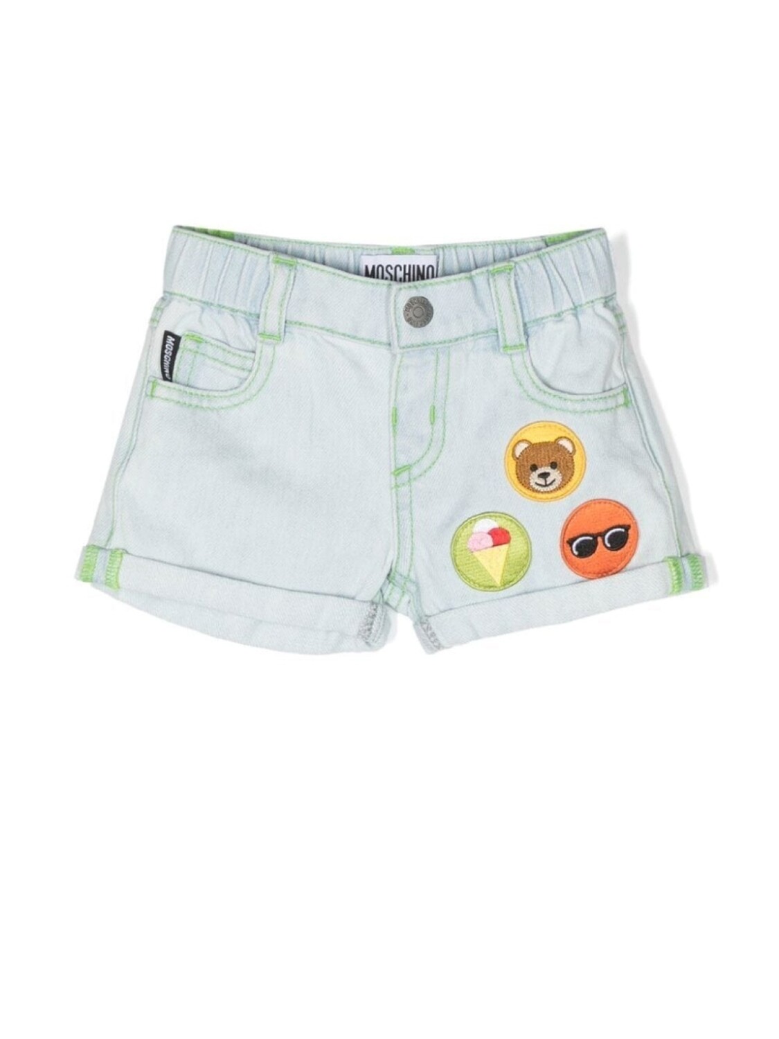 

Moschino Kids джинсовые шорты с нашивкой-логотипом, синий