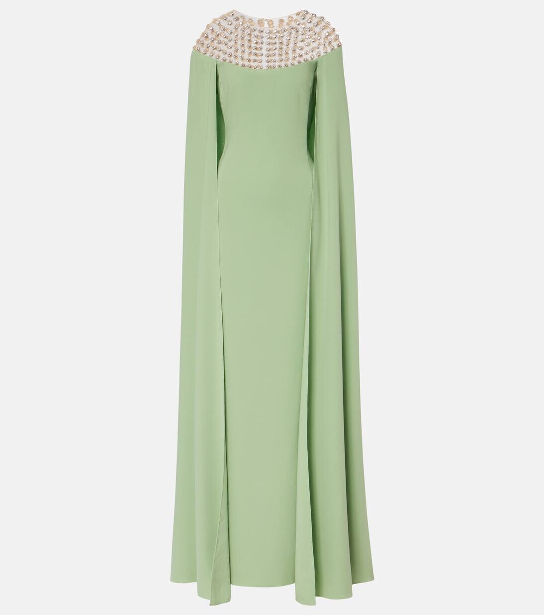 

Кафтан с накидкой, украшенный кристаллами Oscar De La Renta, цвет eucalyptus