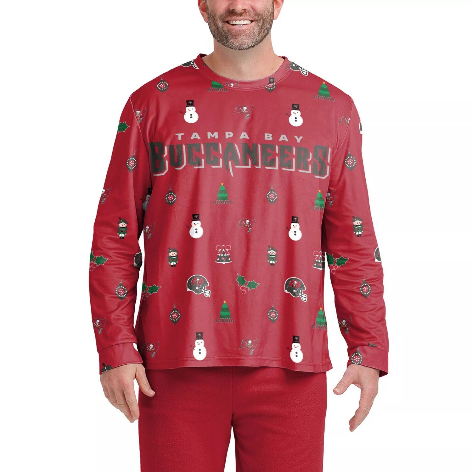 

Мужская футболка FOCO Red Tampa Bay Buccaneers Ugly Sweater с длинным рукавом