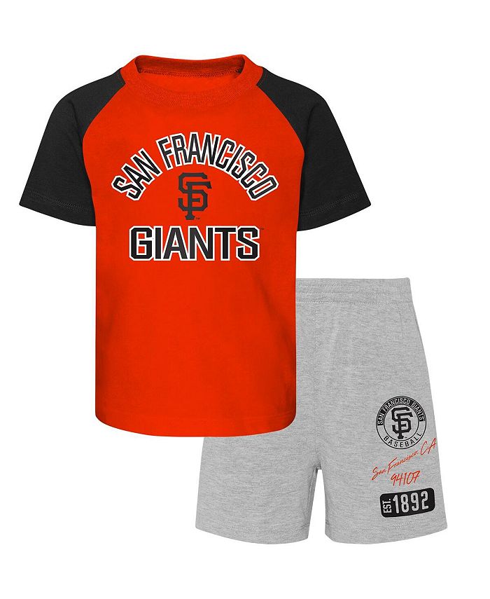 Комплект из футболки и шорт реглан Little Boys and Girls San Francisco Giants Orange, Heather Grey Groundout Baller Outerstuff, оранжевый