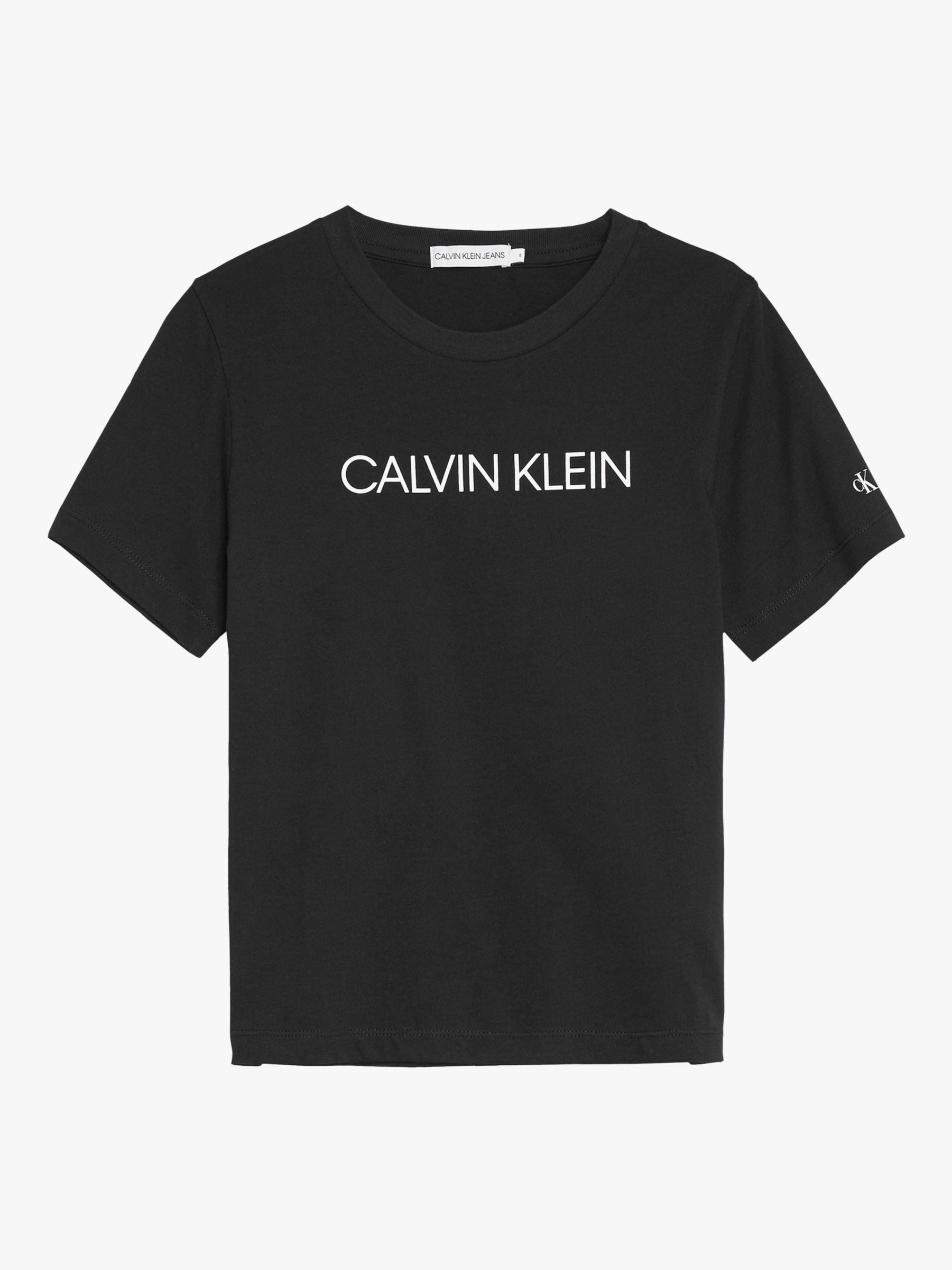 Футболка с логотипом учреждения из органического хлопка для мальчиков Calvin Klein, ск черный