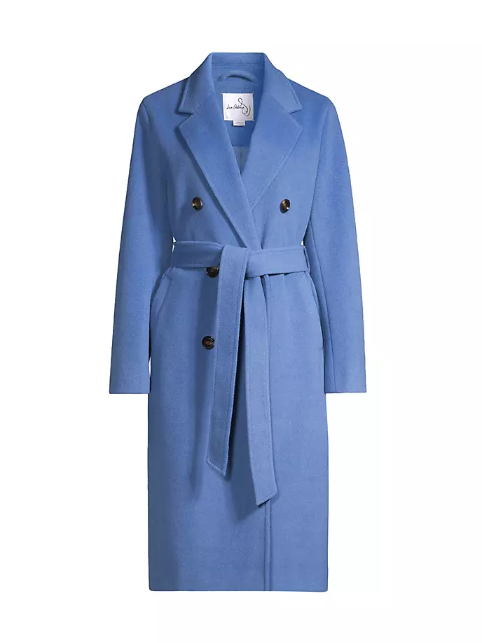 Двубортное пальто с поясом Sam Edelman, синий