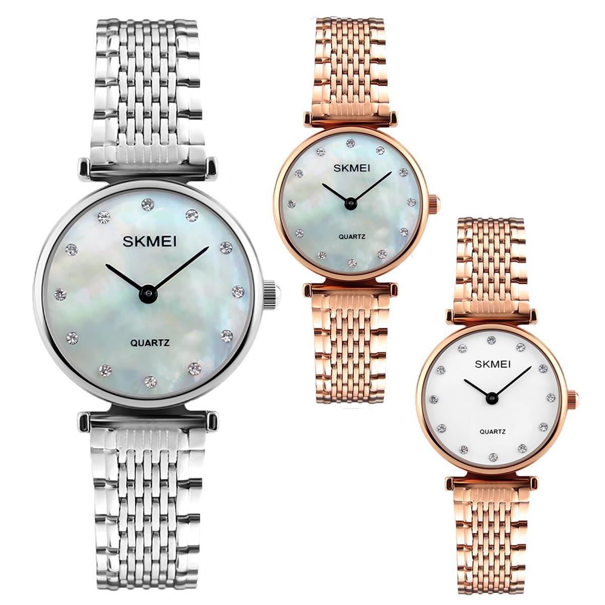 Женские классические деловые часы со стильным сетчатым ремешком Skmei, мультиколор цена и фото