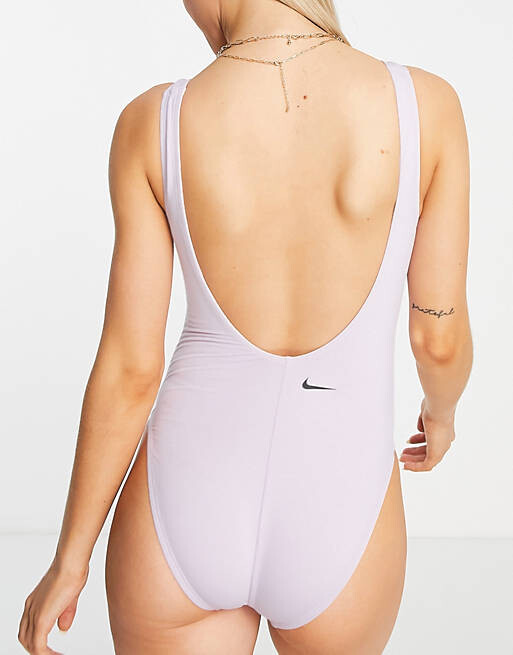 

Сиреневый слитный купальник с логотипом Nike Swim Icon