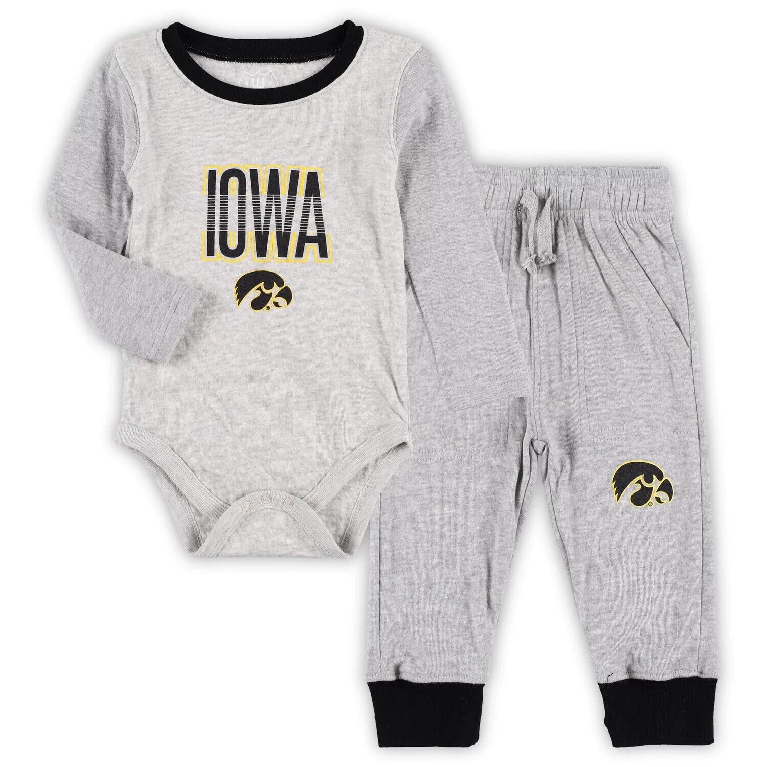 

Комплект боди с длинными рукавами и брюками Infant Wes & Willy Heather Grey Iowa Hawkeyes Jie Jie Unbranded