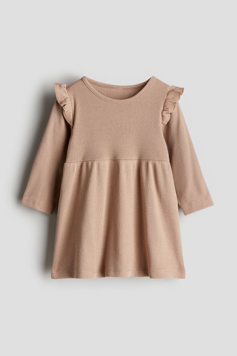 

Платье из хлопка в рубчик H&M, бежевый