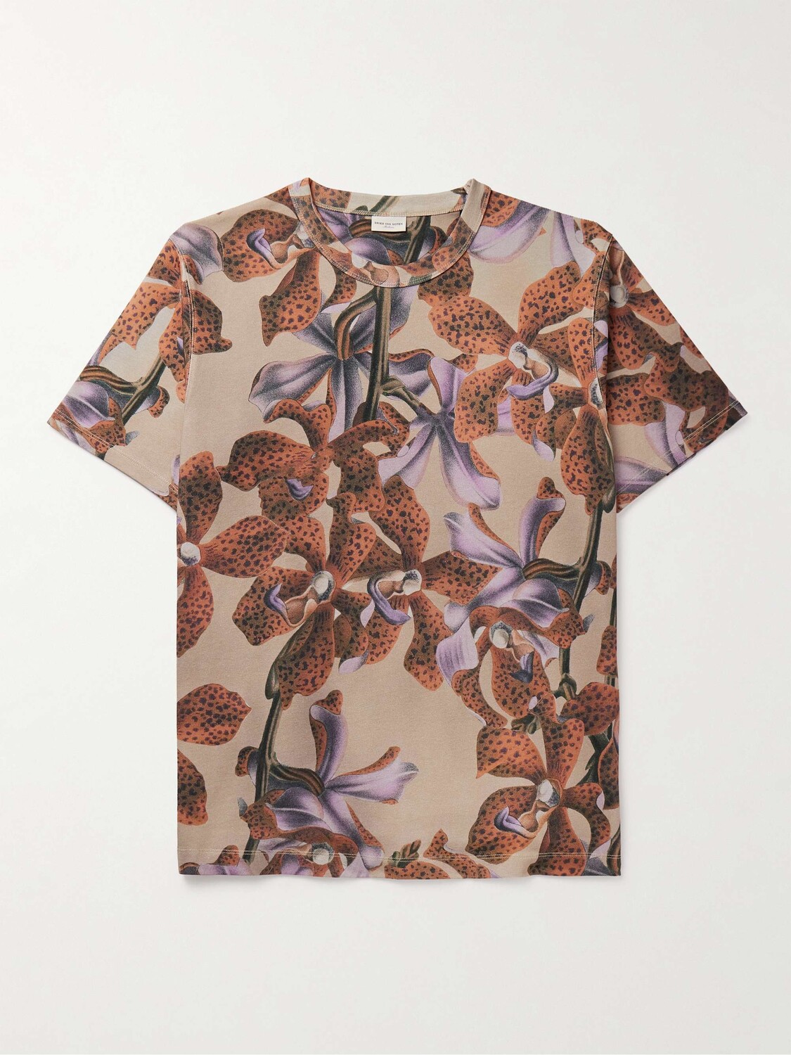 

Футболка из хлопкового джерси с цветочным принтом DRIES VAN NOTEN, коричневый