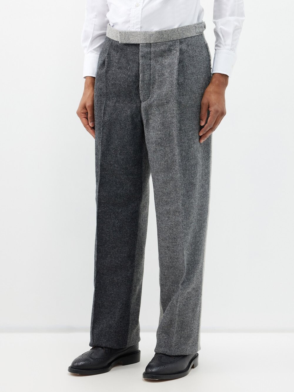 

Брюки из шерсти с одинарными складками и вставками Thom Browne, черный
