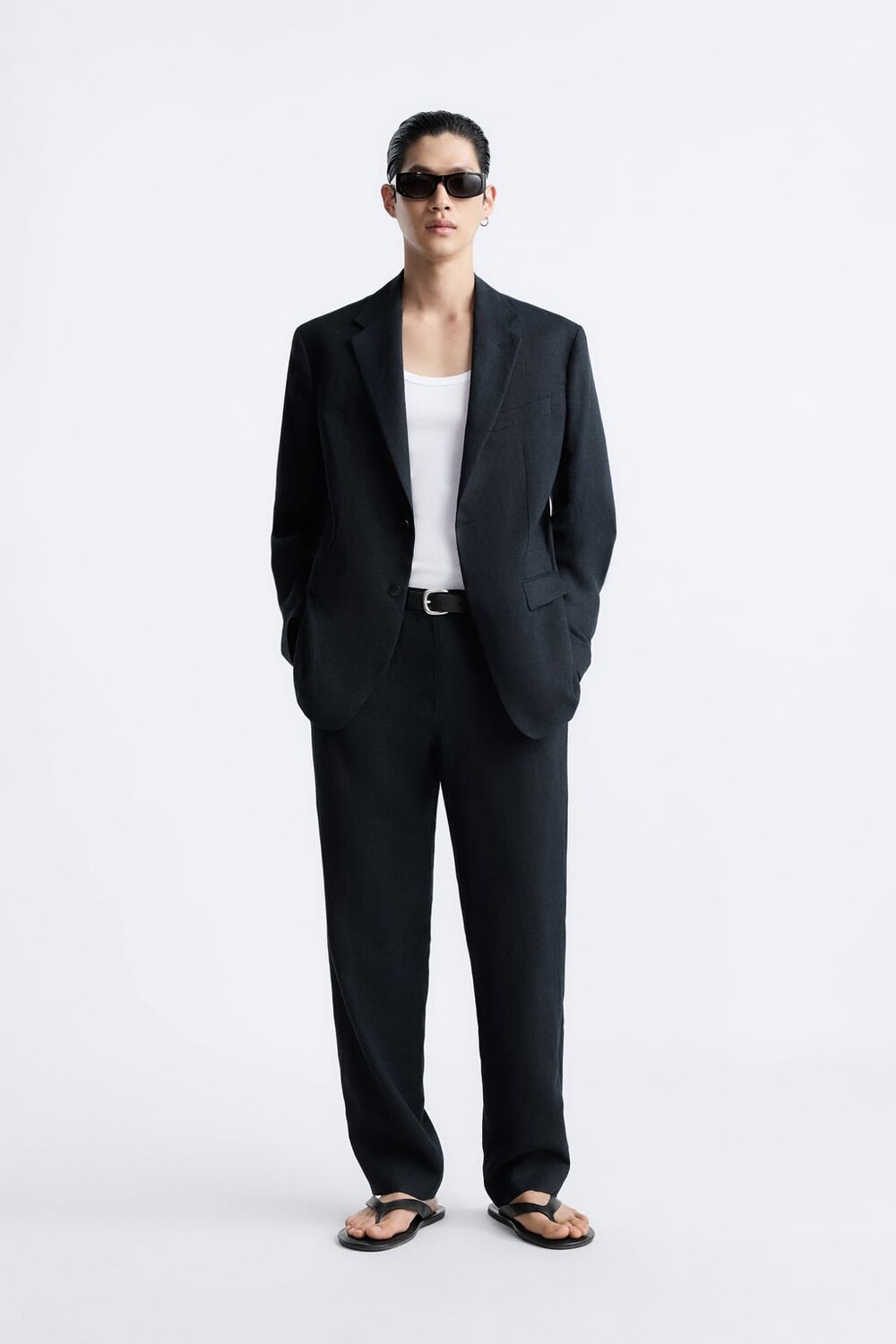 

Костюмный пиджак из 100% льна ZARA, синий