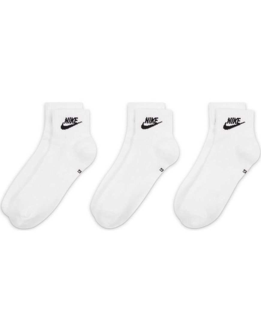 Комплект из трех белых носков до щиколотки Nike Everyday Essential