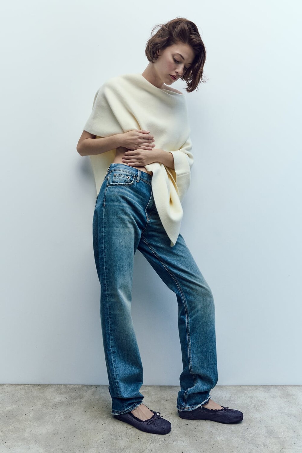 

Балетки из искусственного меха ZARA, синий