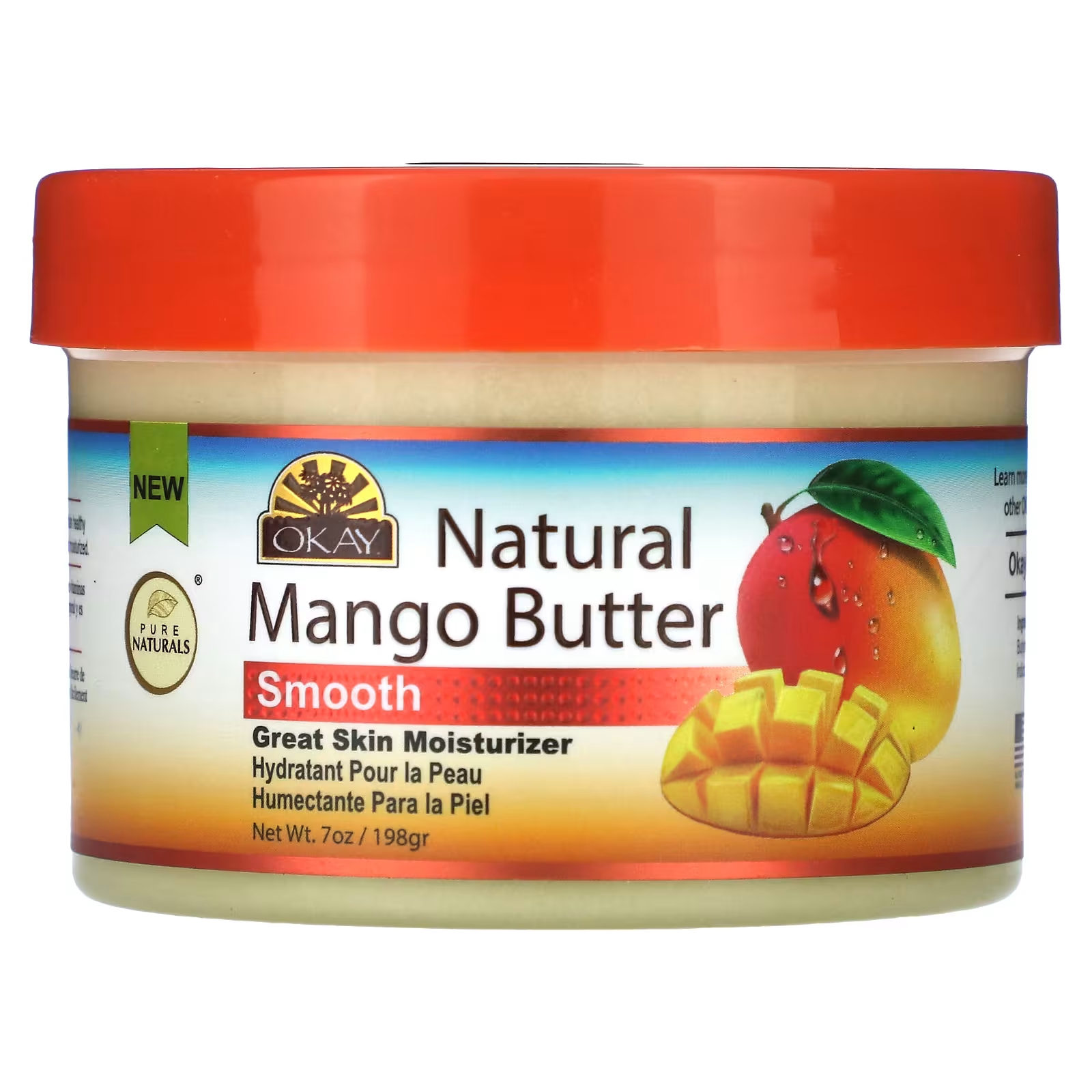 OK Pure Naturals Натуральное гладкое масло манго, 7 унций (198 г) Okay Pure Naturals кокосовое масло okay pure naturals для тела 198 г