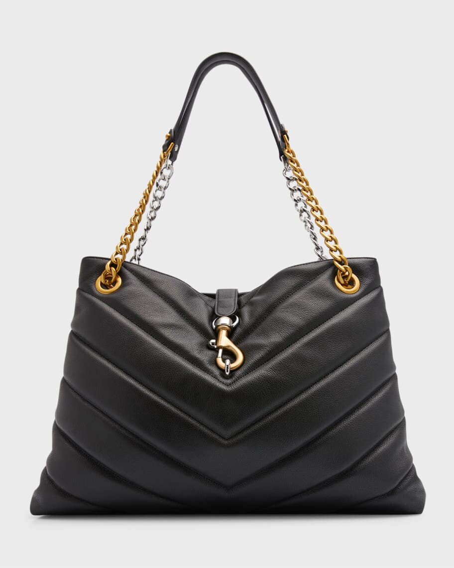 

Стеганая кожаная большая сумка Edie Maxi Chevron Rebecca Minkoff