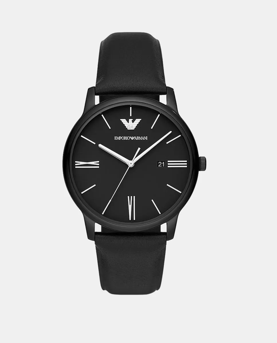 

AR11573 Черные мужские часы из экологически чистой кожи Emporio Armani