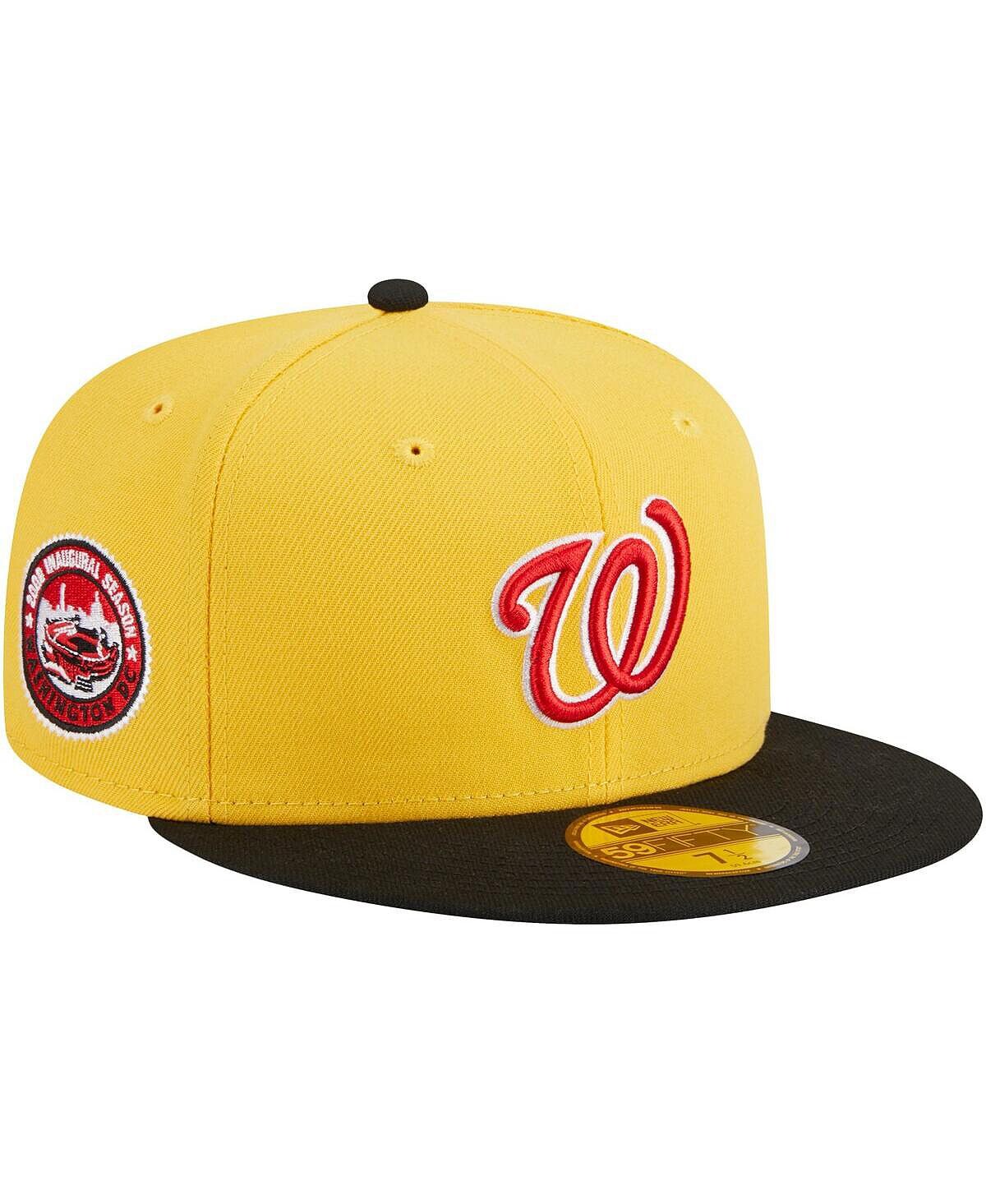 

Мужская желто-черная облегающая шляпа Washington Nationals с грилем 59FIFTY New Era