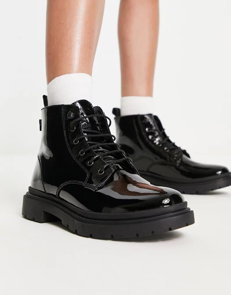 Черные кожаные ботинки на шнуровке Levi's