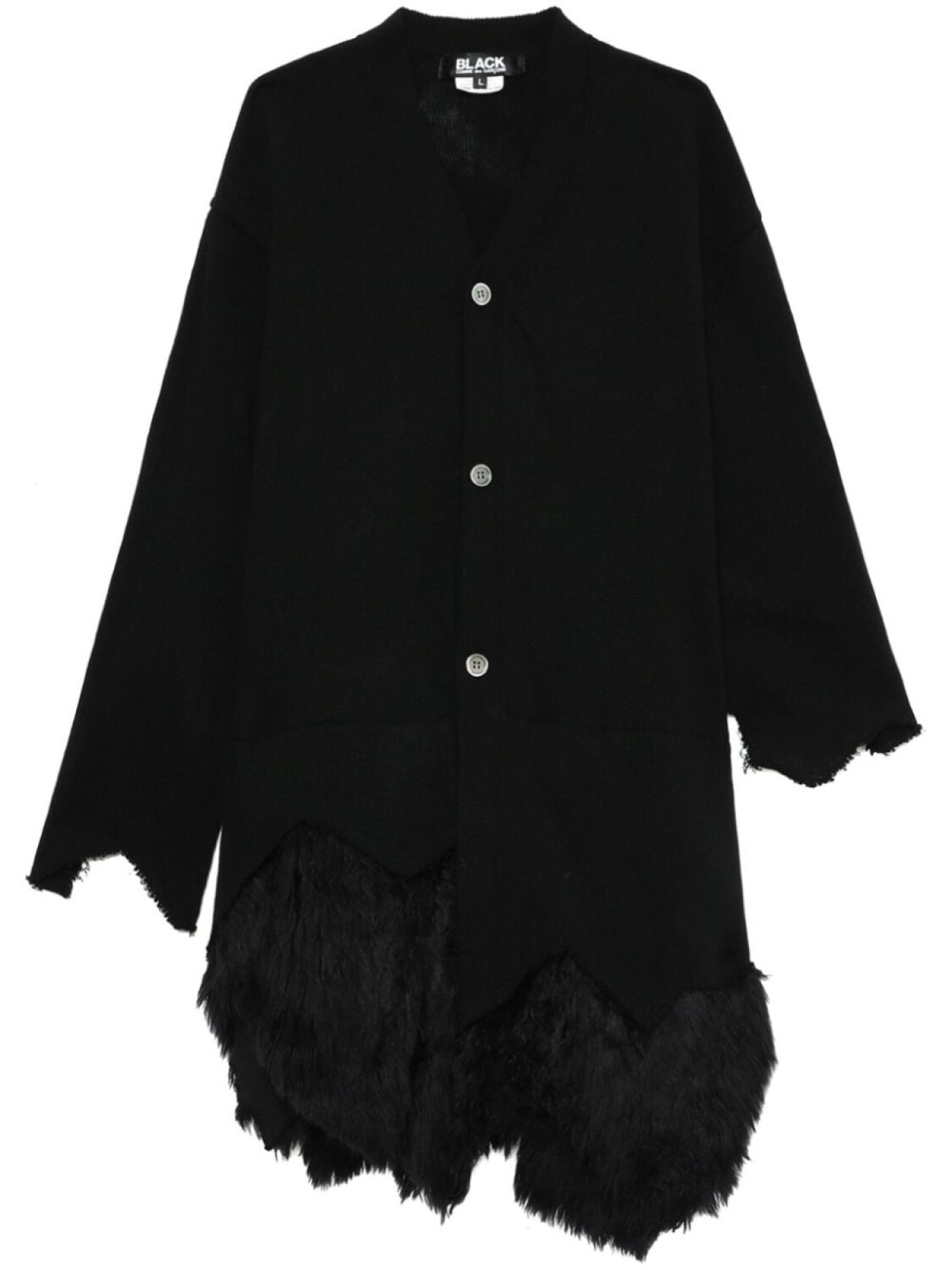 

Black Comme Des Garçons кардиган асимметричного кроя с искусственным мехом, черный