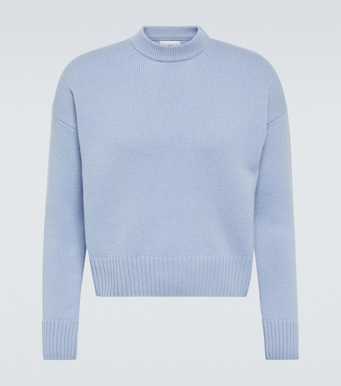 Укороченный свитер из шерсти и кашемира Ami Paris, синий