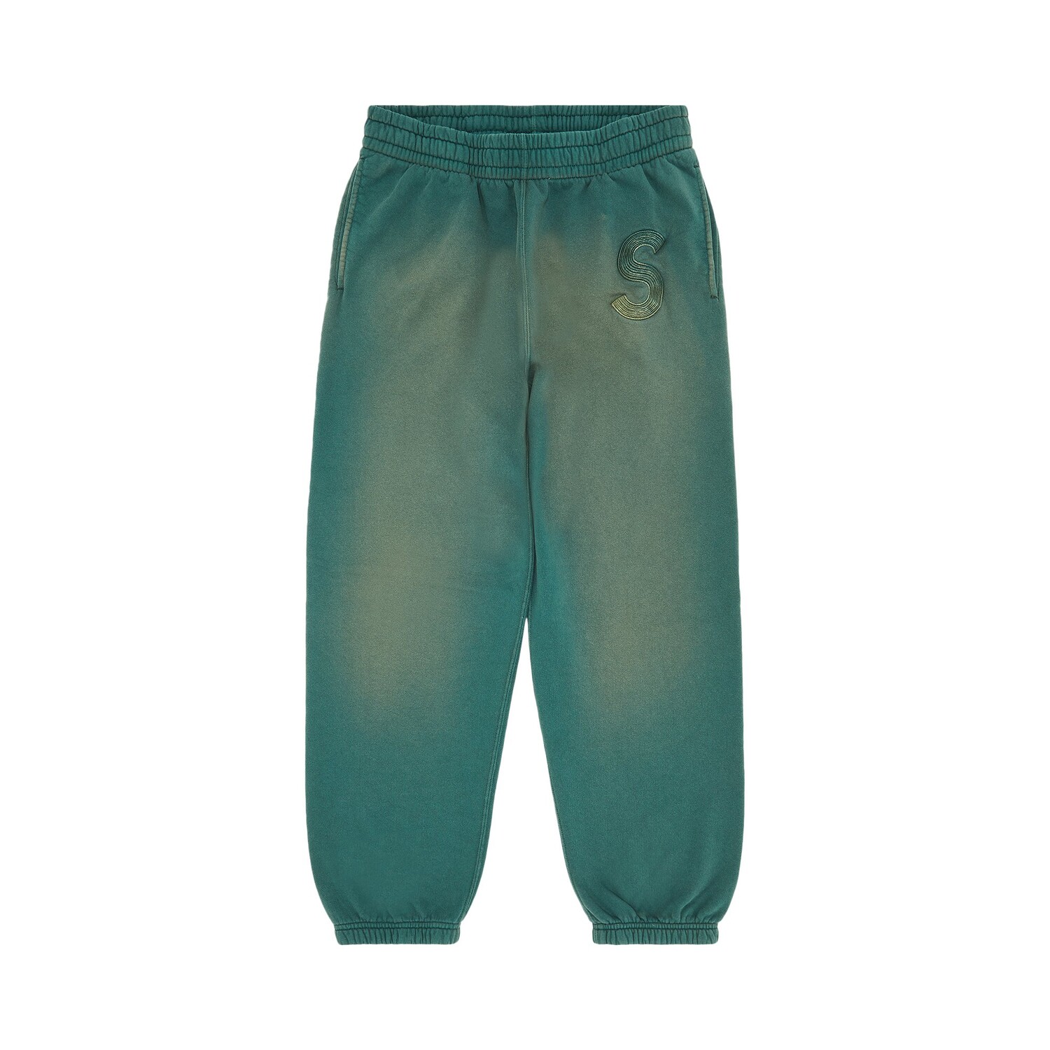 

Темно-бирюзовые спортивные штаны с логотипом Supreme Overdyed S
