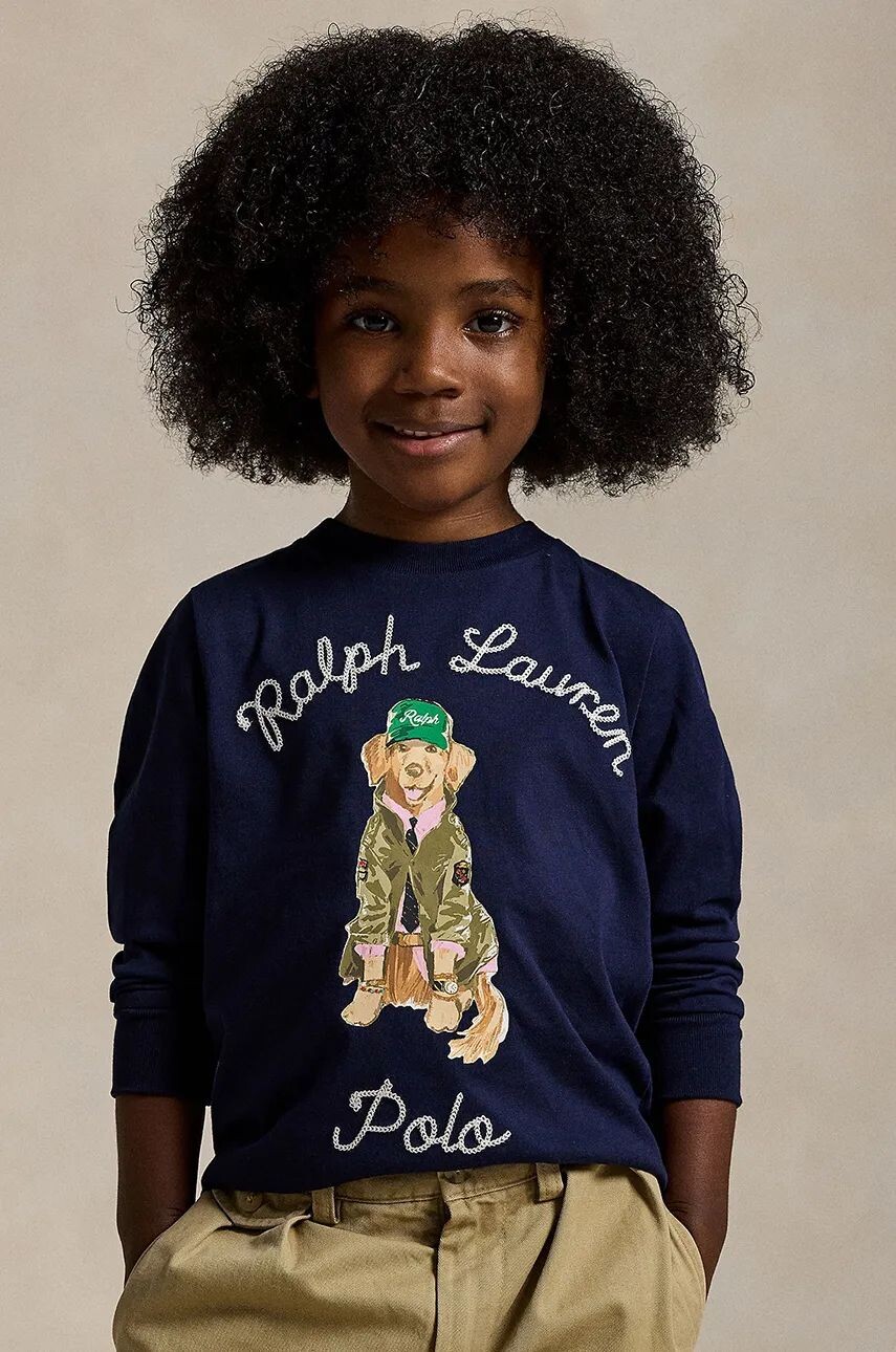 

Хлопковая рубашка с длинными рукавами Polo Ralph Lauren для мальчиков, темно-синий