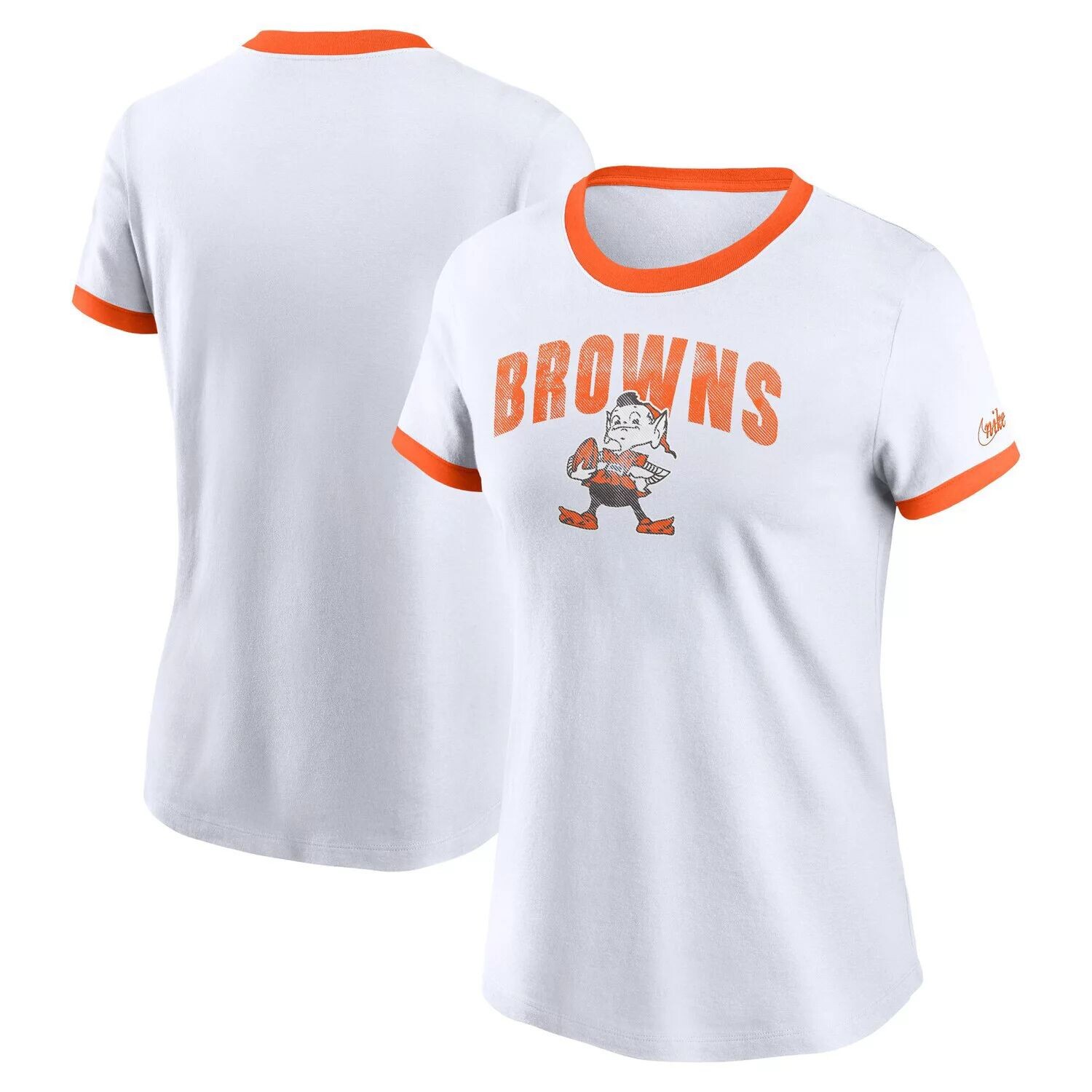 

Женская белая футболка Nike Cleveland Browns Rewind Ringer Nike, Белый