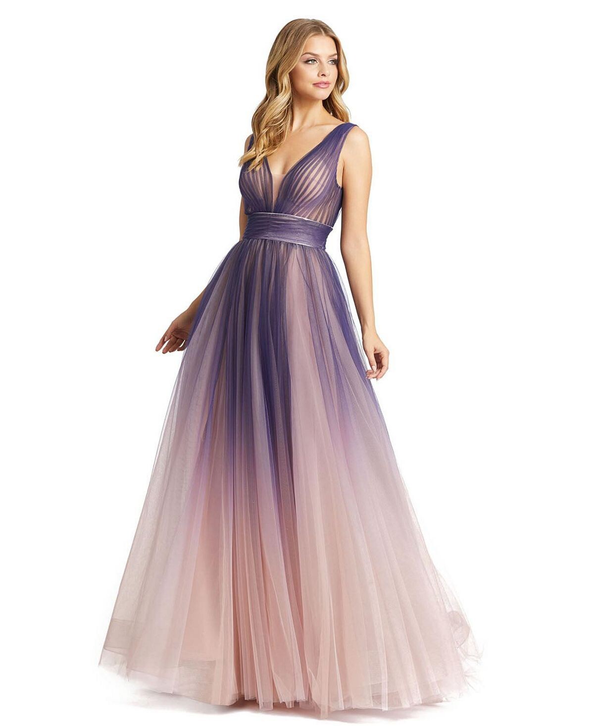 

Женское бальное платье из тюля без рукавов с эффектом омбре Ieena MAC DUGGAL