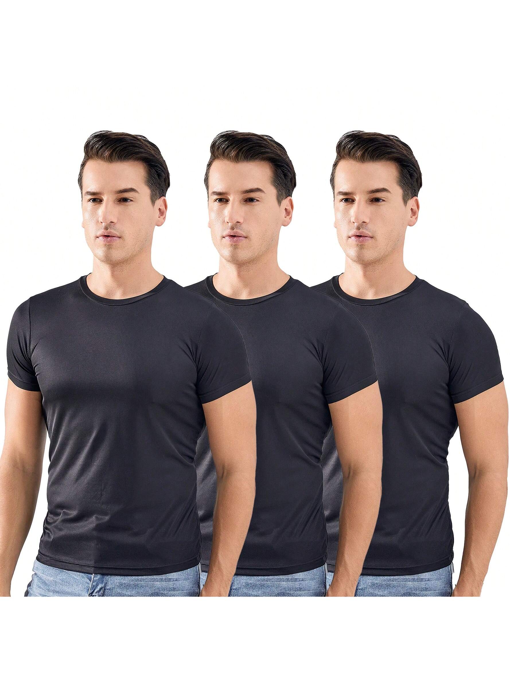 2 шт. комплект свободных футболок с короткими рукавами для тренировок и бега для мужчин, черный