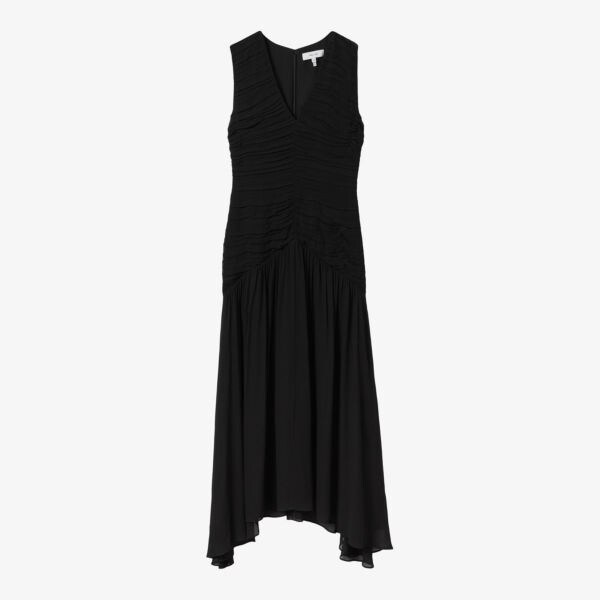 

Платье макси saffy со сборками Reiss, черный