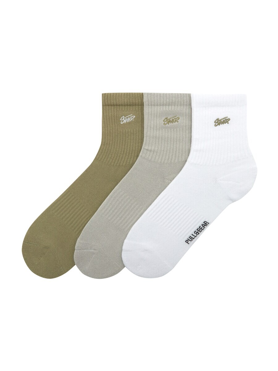 

Носки Pull&Bear Socks, серо-бежевый/оливковый/белый