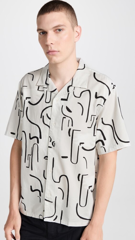 

Рубашка Club Monaco Short Sleeve Camp Collar Artisan Print, загар
