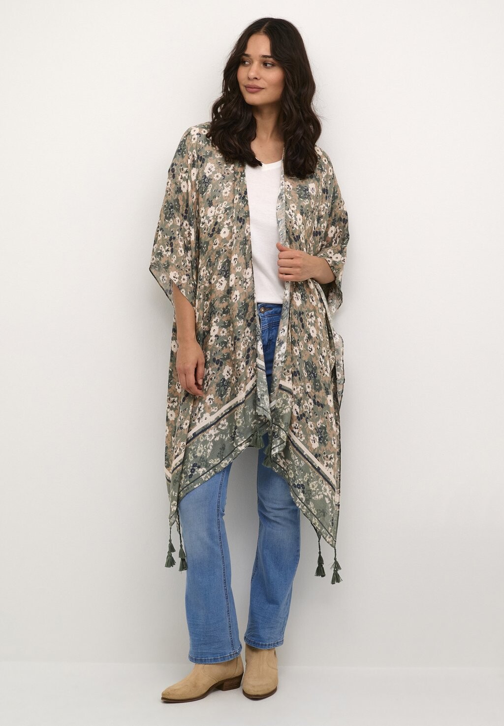 Накидка MSHE KIMONO Cream, цвет green multi color print