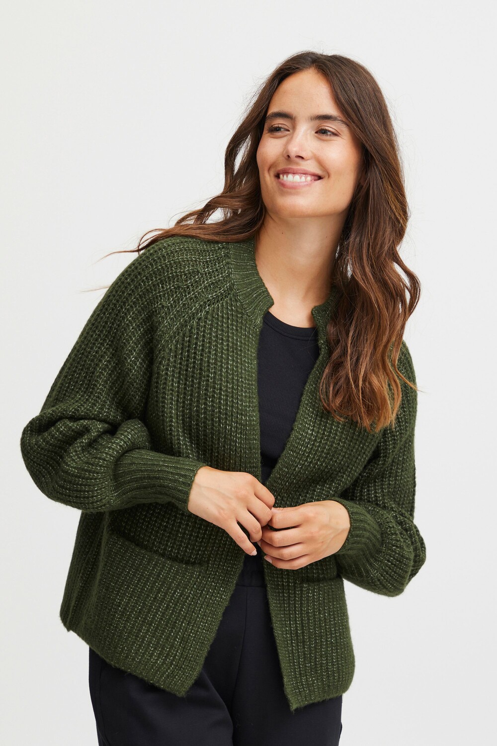 

Кардиган Fransa Strickjacke FRBEVERLY CAR 1 20611121, зеленый