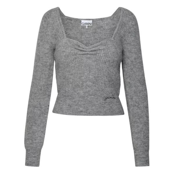 

Футболка merino blend sweater Ganni, серый