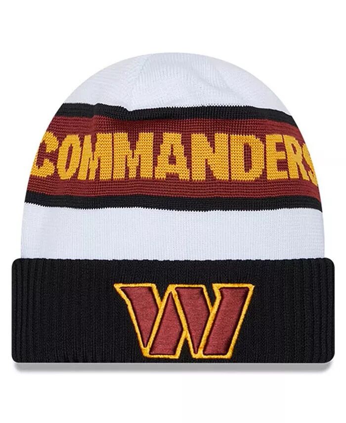 

Мужская белая/черная вязаная шапка Washington Commanders 2023 Sideline Tech с манжетами New Era, черный