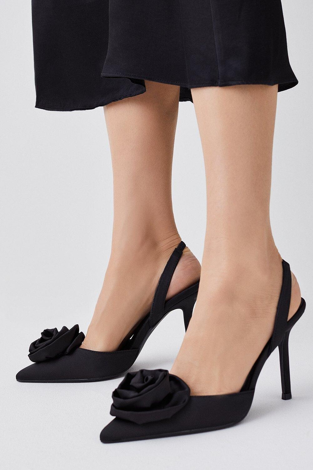 

Каблук с открытой пяткой и цветочным узором Karen Millen, черный
