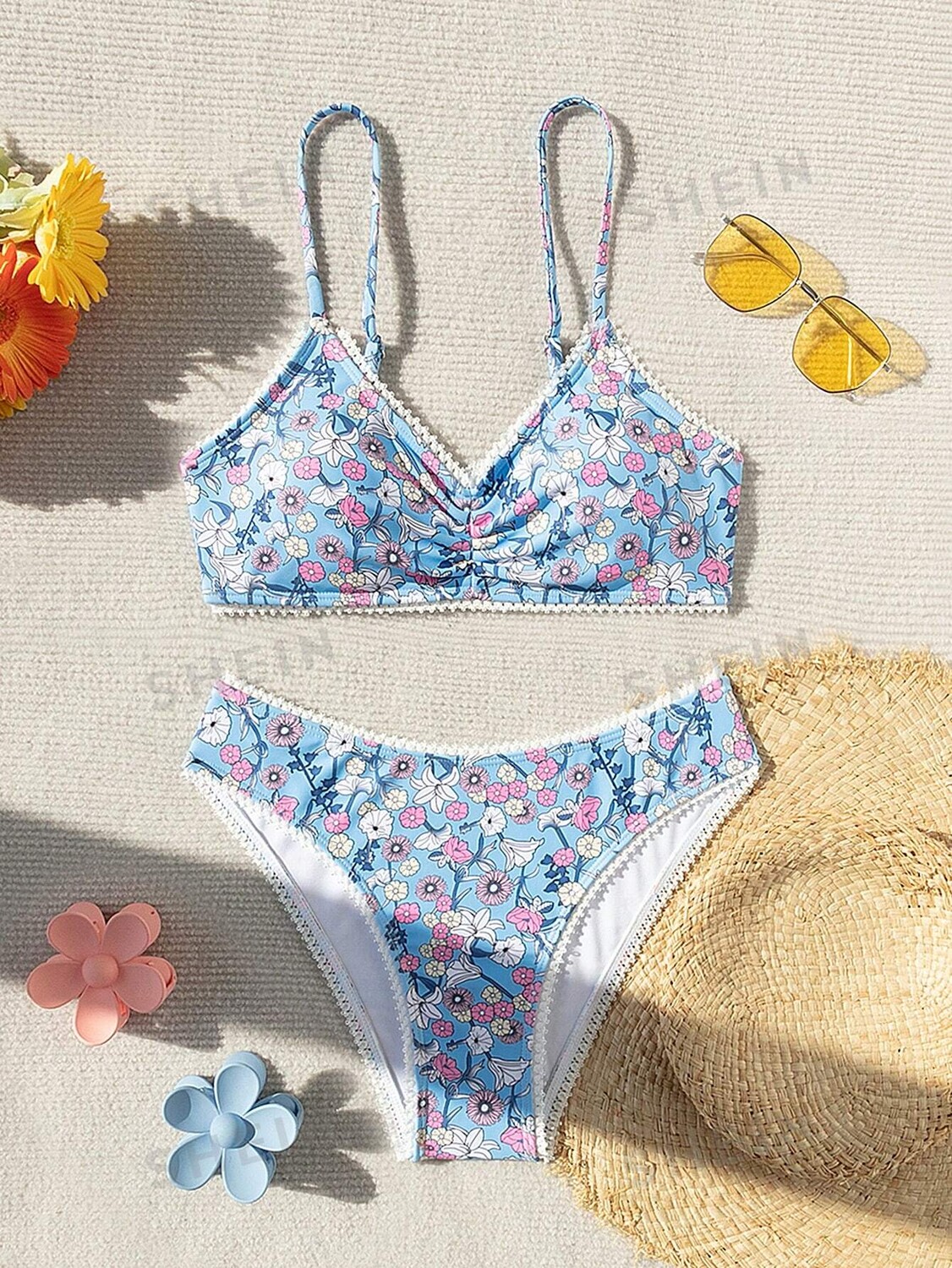 

SHEIN Swim Vcay Женский комплект купальника с цветочным принтом, многоцветный