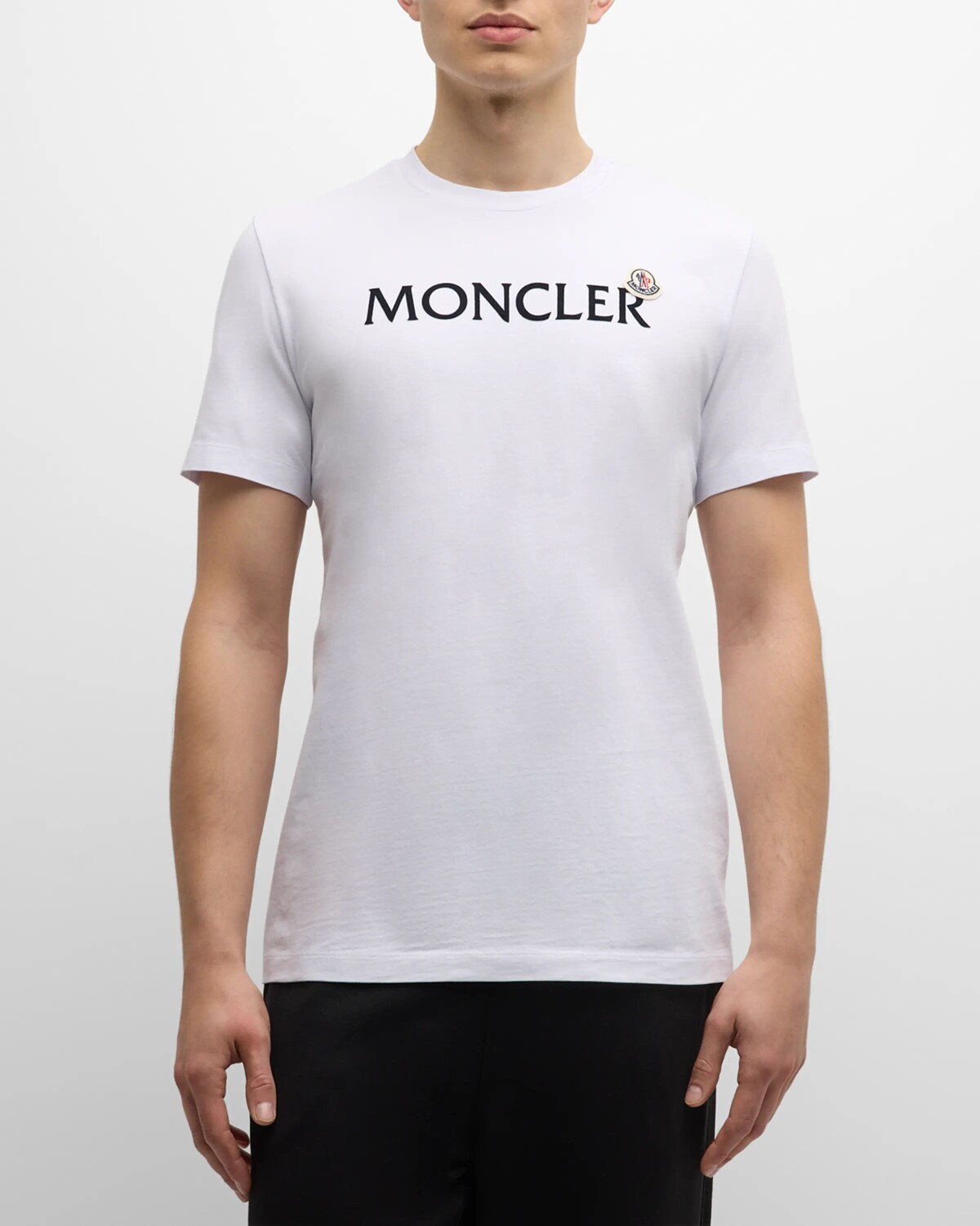 

Мужская футболка с логотипом и нашивкой Moncler, цвет White