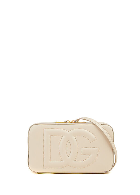 

Женская кожаная сумка с белым логотипом Dolce&Gabbana