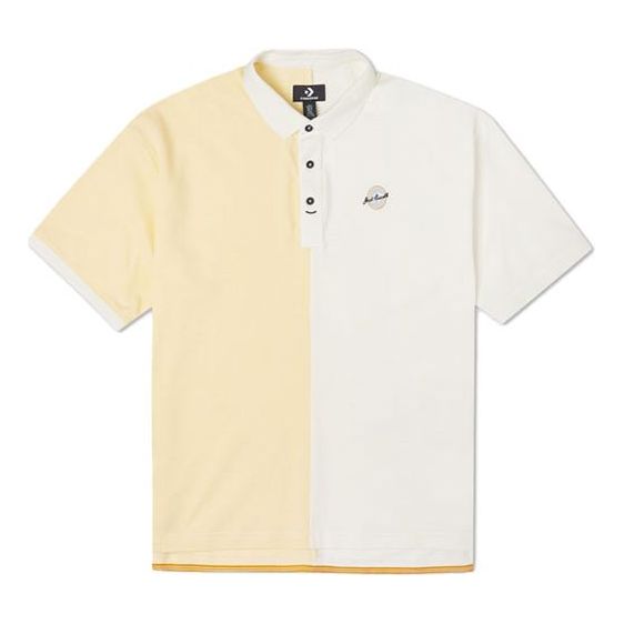 

Футболка Men's Converse Splicing Colorblock Lapel Short Sleeve Cream Yellow Polo Shirt, желтый